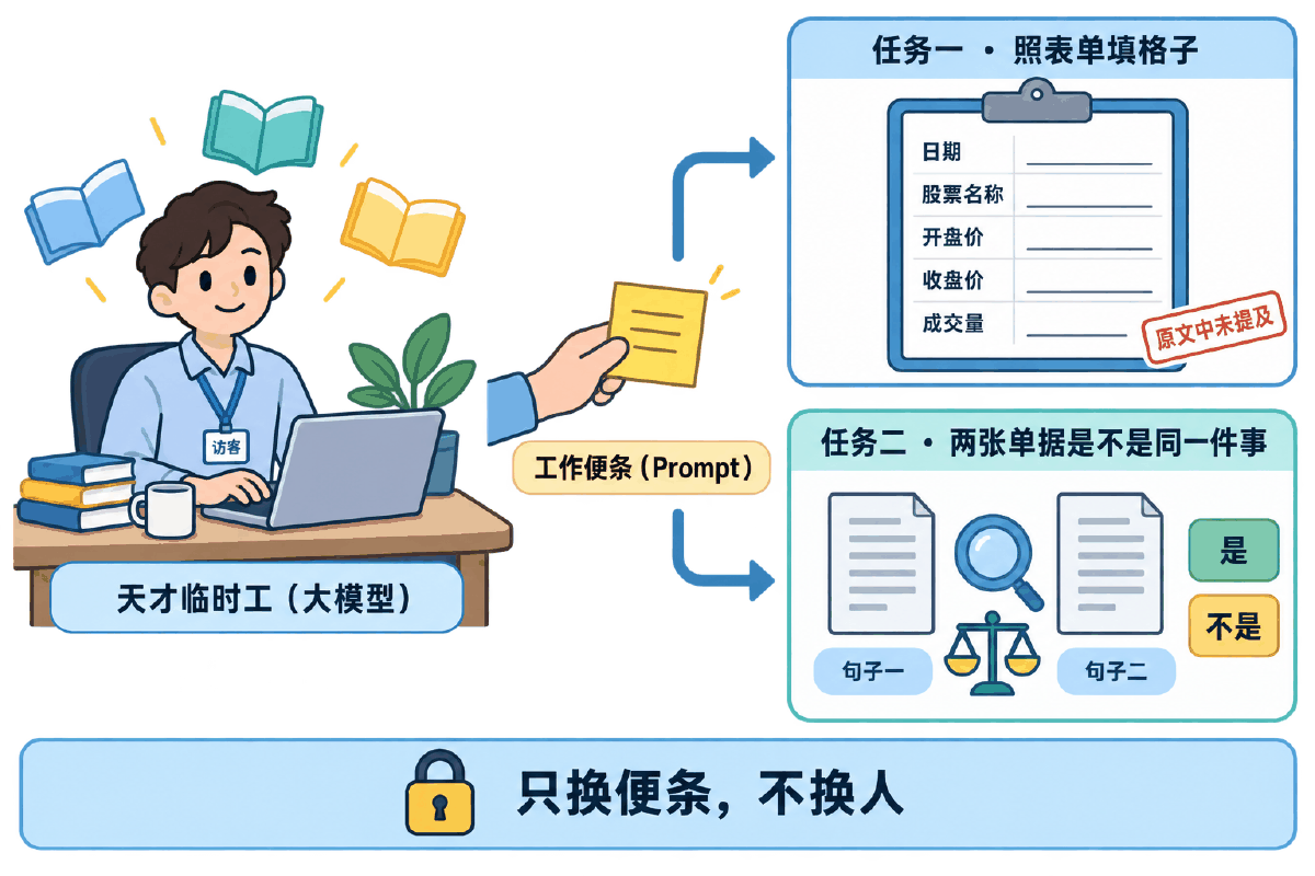 图① 30 秒看懂：同一个临时工，两张不同的工作便条