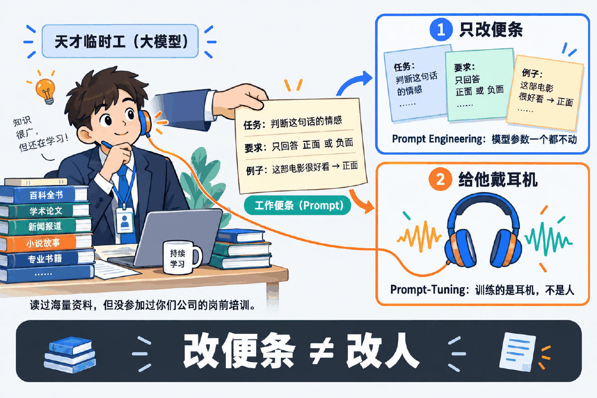 图① 30 秒看懂：天才临时工、工作便条与定制耳机