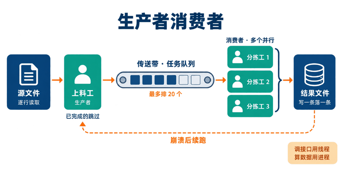 图④ 生产者消费者：传送带、上料工与分拣工