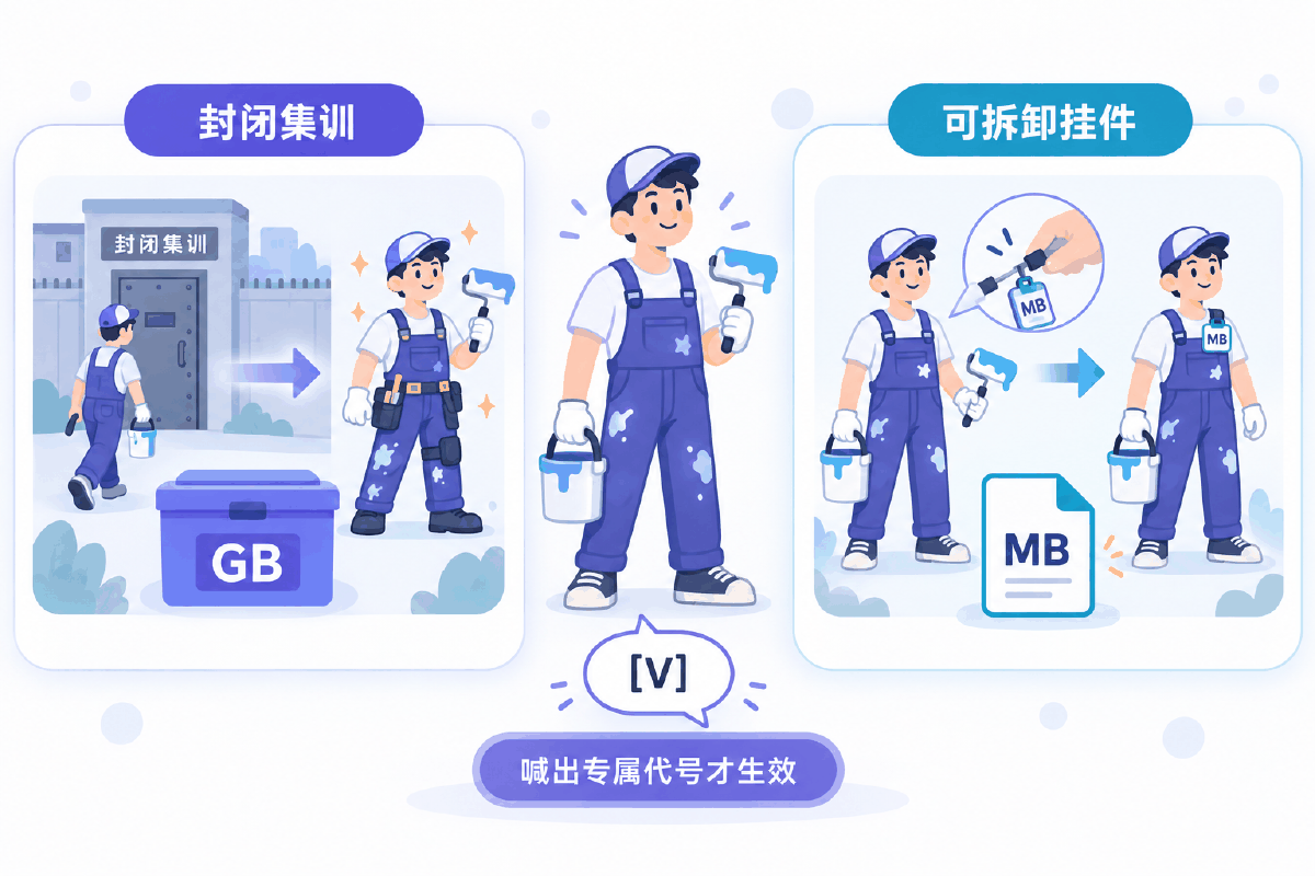 图① 30 秒看懂：封闭集训与可拆卸挂件两条路